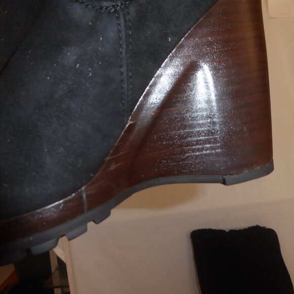 SOLD UGG Fiorentina Made In Italy Suede Thigh High Cuffable Wedge Heel Boots NIB - Picture 5 of 16